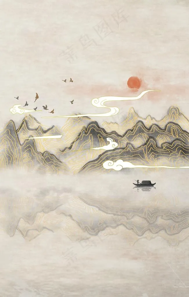 山水画图片(3545X5315(DPI:300))psd模版下载