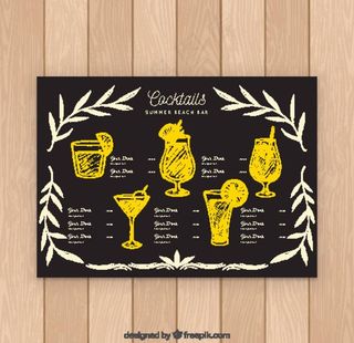 创意酒吧鸡尾酒黑板画酒水单图片