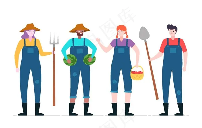 矢量卡通农民人物图片ai矢量模版下载