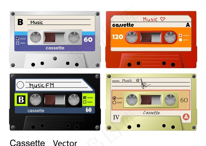 磁带图片ai矢量模版下载