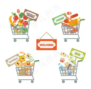 卡通超市购物车图片
