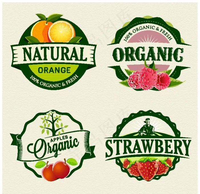 水果标签图片ai矢量模版下载