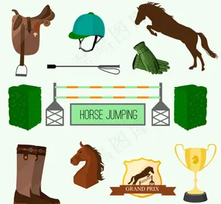 马术元素矢量图片