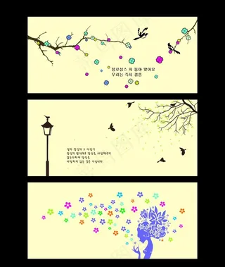 精美花鸟图案墙贴图片