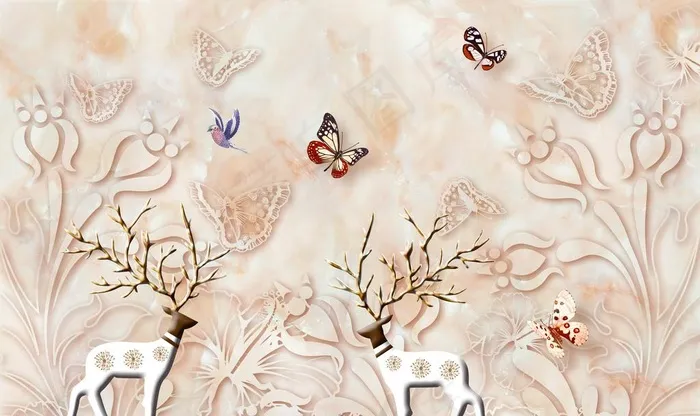 麋鹿花纹大理石背景墙图片(9071X5669(DPI:72))psd模版下载