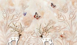 麋鹿花纹大理石背景墙图片