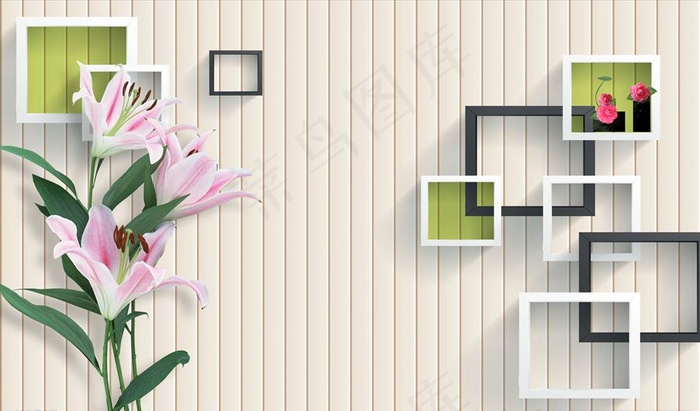 百合花 简约背景墙图片