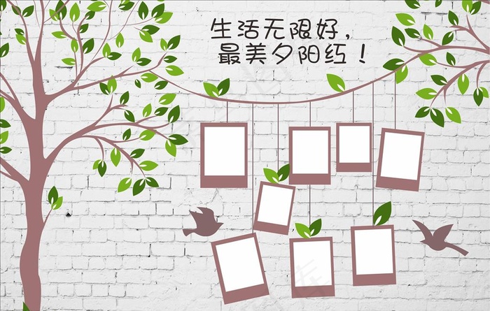 大树照片墙图片cdr矢量模版下载