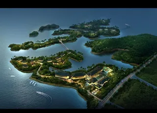 海上公园景观夜景效果图图片