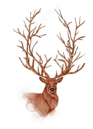 北欧小清新森林麋鹿动物装饰画图片