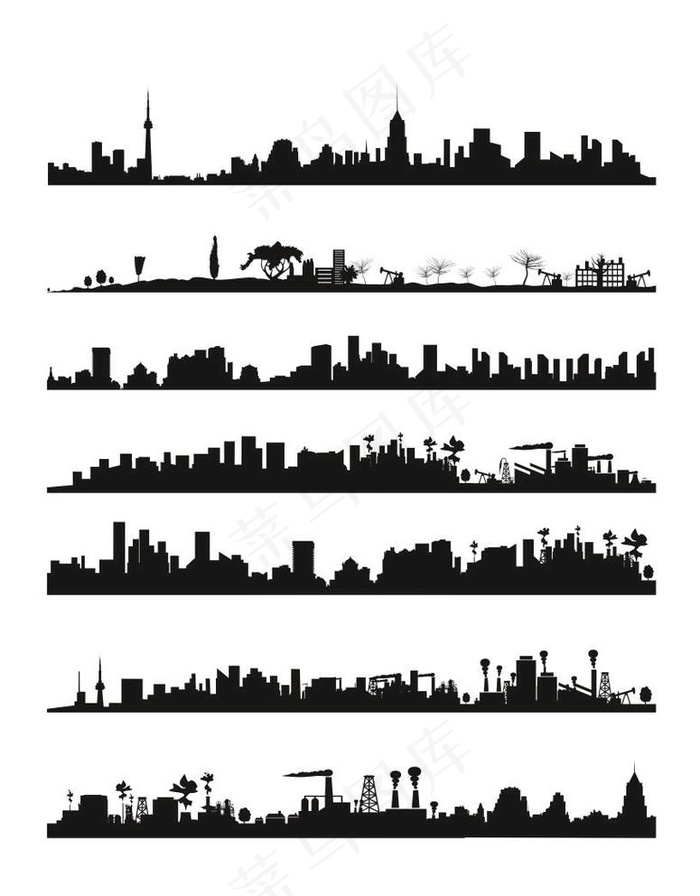 城市剪影图片cdr矢量模版下载