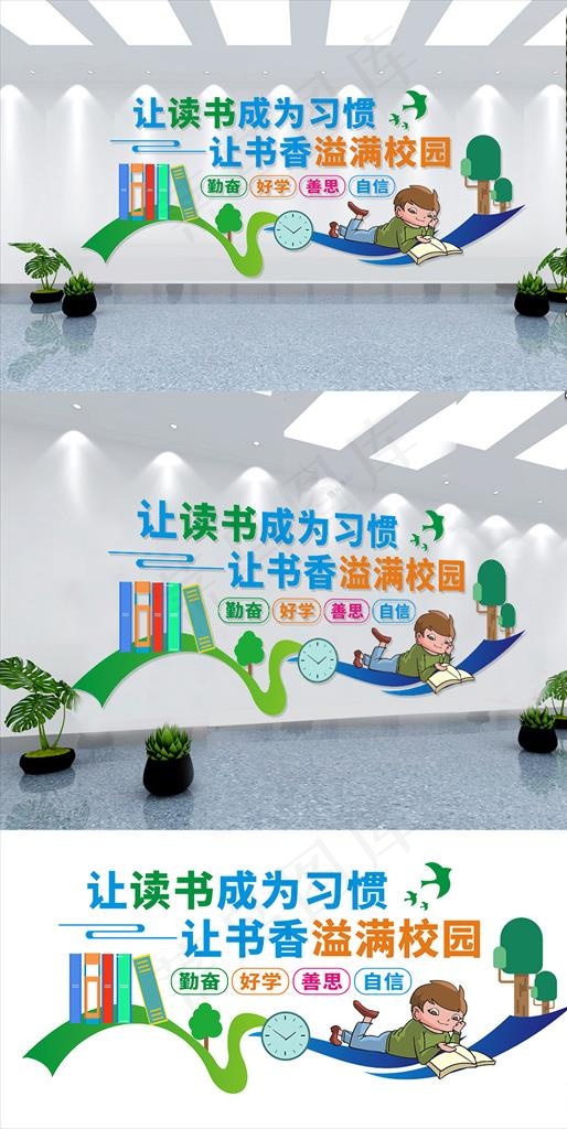 阅读文化墙图片cdr矢量模版下载