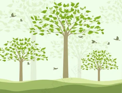 手绘树林风景图片