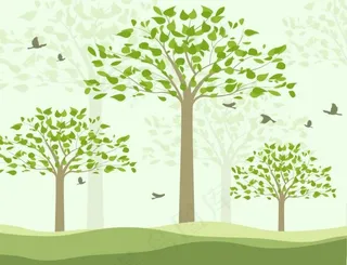 手绘树林风景图片