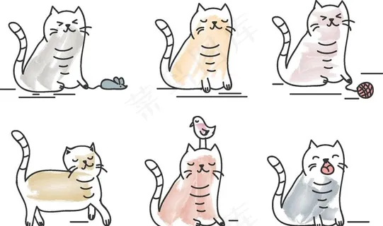 猫儿手绘素材图片
