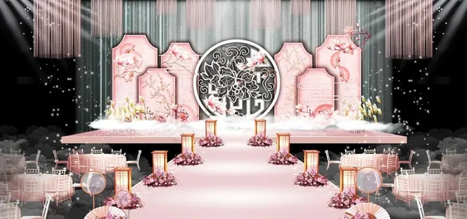 粉色主题婚礼场景图片