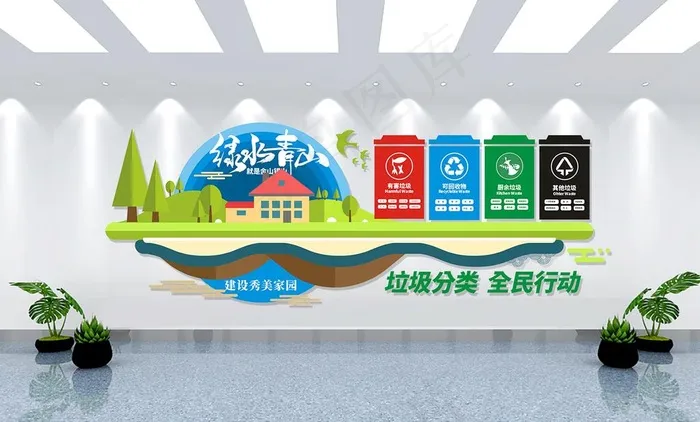 环保文化墙图片cdr矢量模版下载
