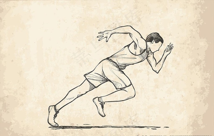 跑步手绘图片