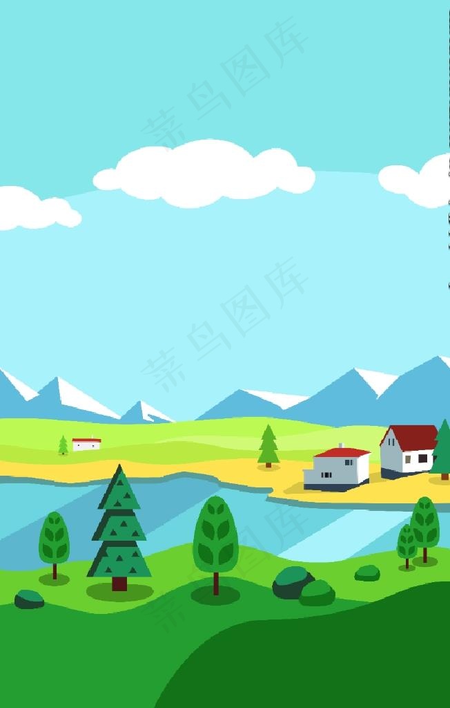 卡通乡村图片psd模版下载