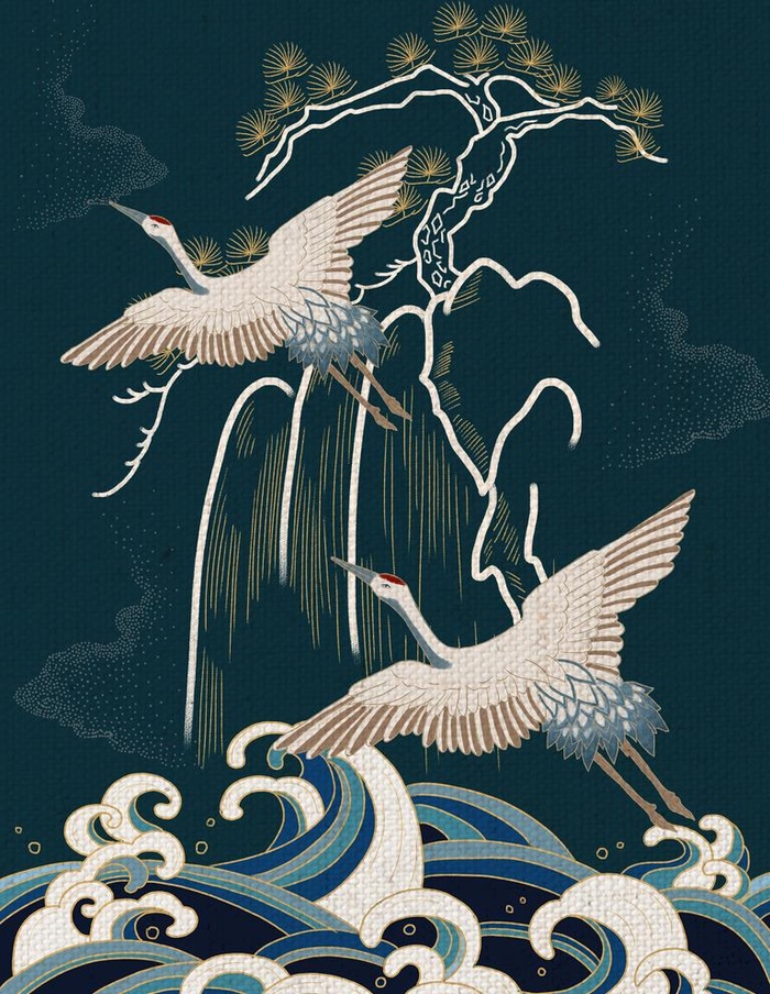 仙鹤插画图片(3543X4724(DPI:150))psd模版下载