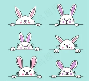 可爱白色笑脸兔子图片