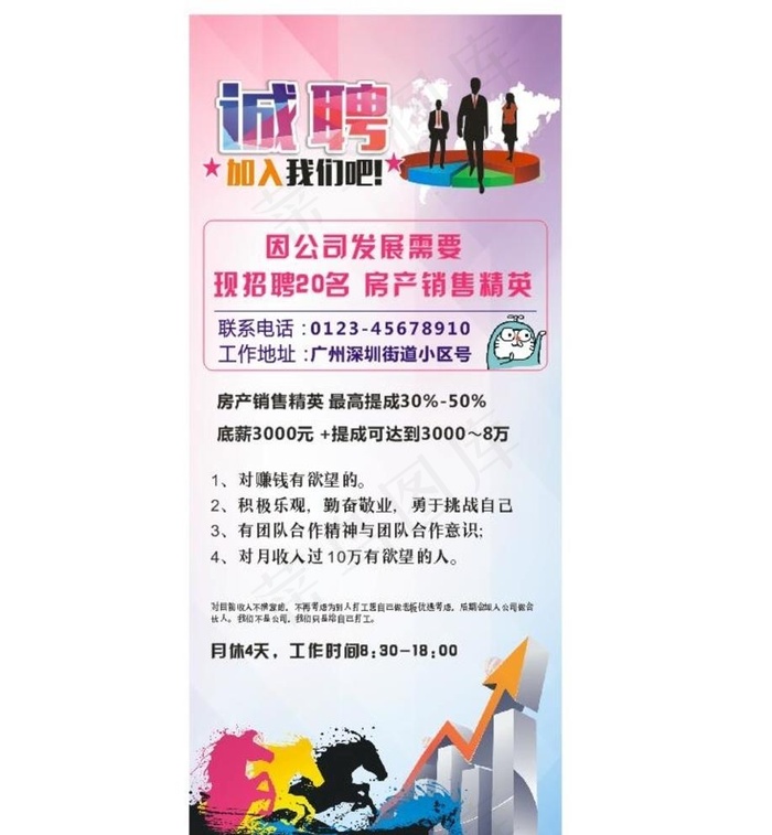 招聘海报展架房产地产销售企业图片cdr矢量模版下载