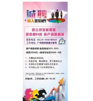 招聘海报展架房产地产销售企业图片