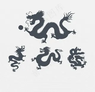 中国龙剪影图片