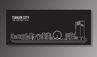 简约城市线条建筑插画图片