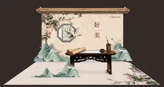 中国风中式美陈背景板图片