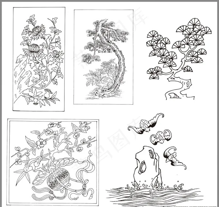 山水画 国画 古代书画图片cdr矢量模版下载