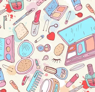 女生化妆品元素平铺图图片