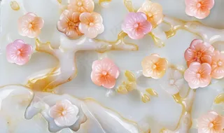 玉雕花朵小清新樱花梨花背景墙图片