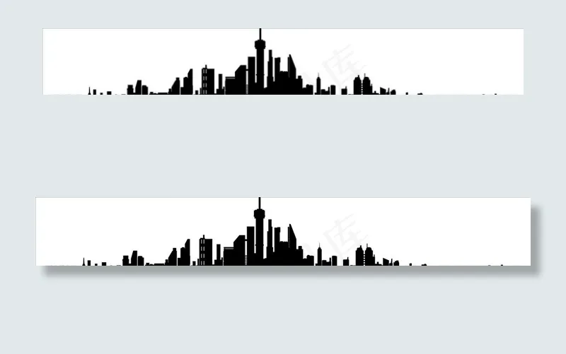 城市剪影 城市建筑轮廓 建筑群图片ai矢量模版下载