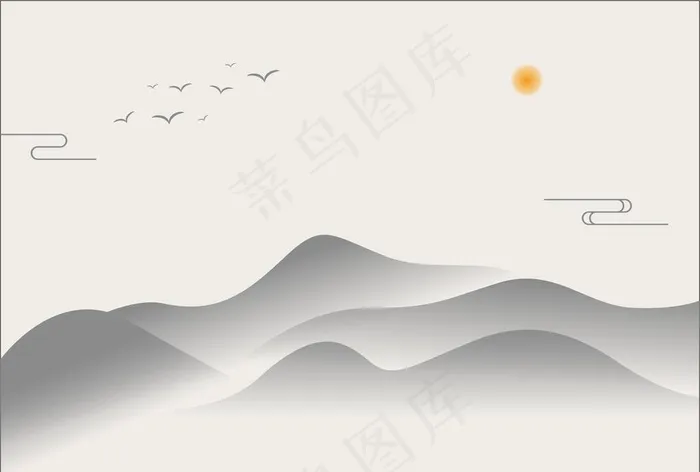中国风山水图片cdr矢量模版下载