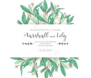 水彩植物叶子背景图片