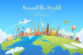环球旅行矢量插画背景图片