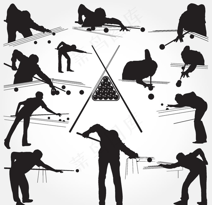 台球人物剪影图片