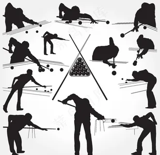 台球人物剪影图片