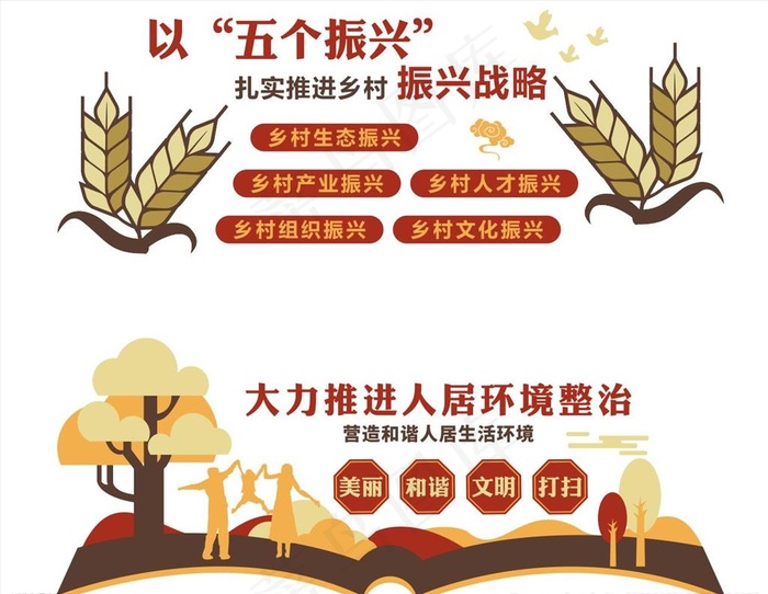 乡村振兴文化墙图片cdr矢量模版下载