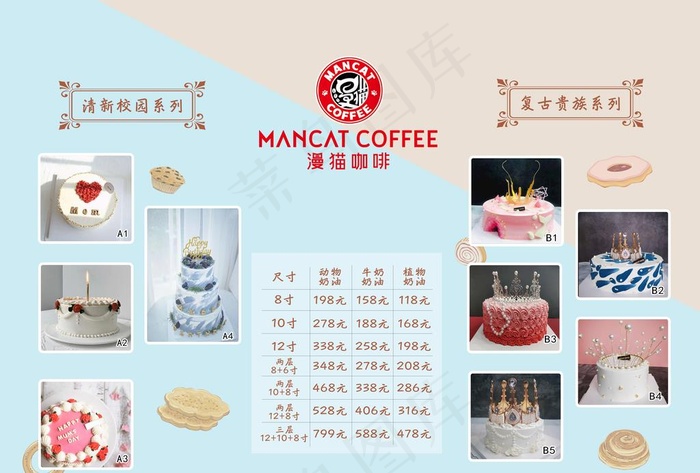 蛋糕店菜单图片psd模版下载