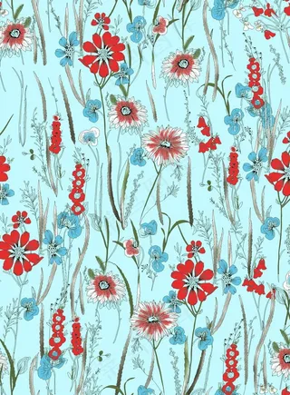 热带花 数码印花 手绘花图片