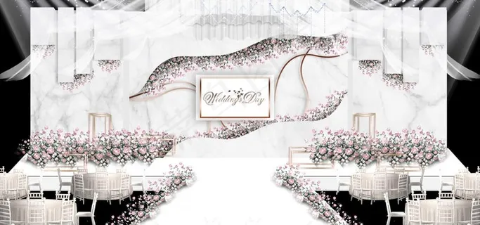 白绿色婚礼效果图图片