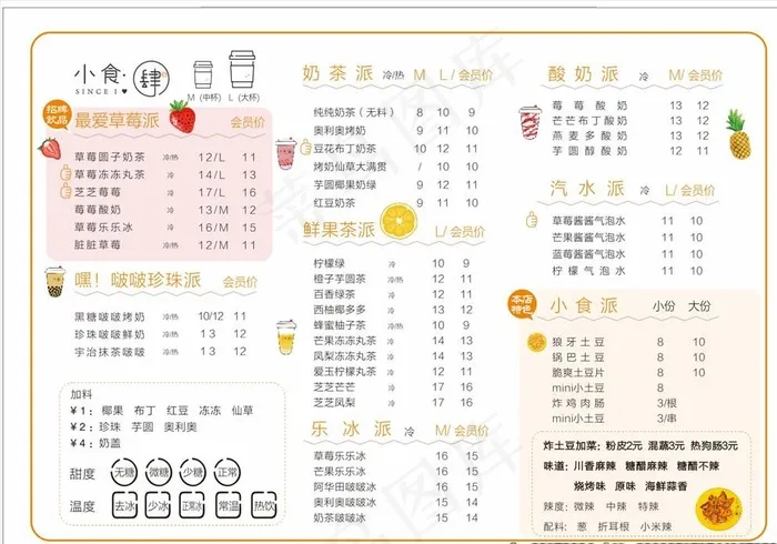 奶茶菜单图片cdr矢量模版下载
