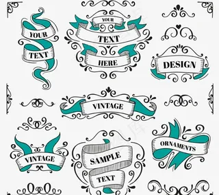 手绘复古丝带图片