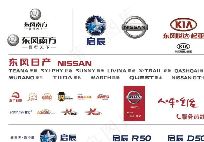 东风南方 日产 起亚图片cdr矢量模版下载