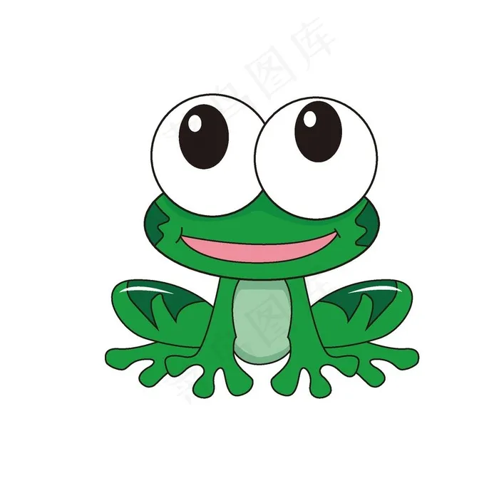 可爱的绿色小青蛙插画图片ai矢量模版下载