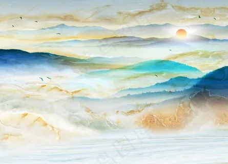 山水画背景墙图片 山水画背景墙图片