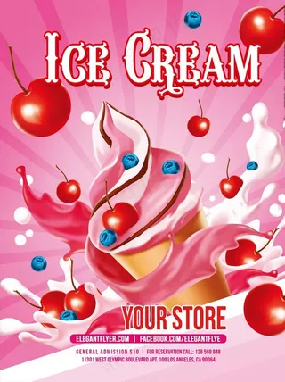 手绘冰淇淋甜品海报图片