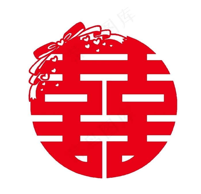 大红喜字窗花剪纸图片